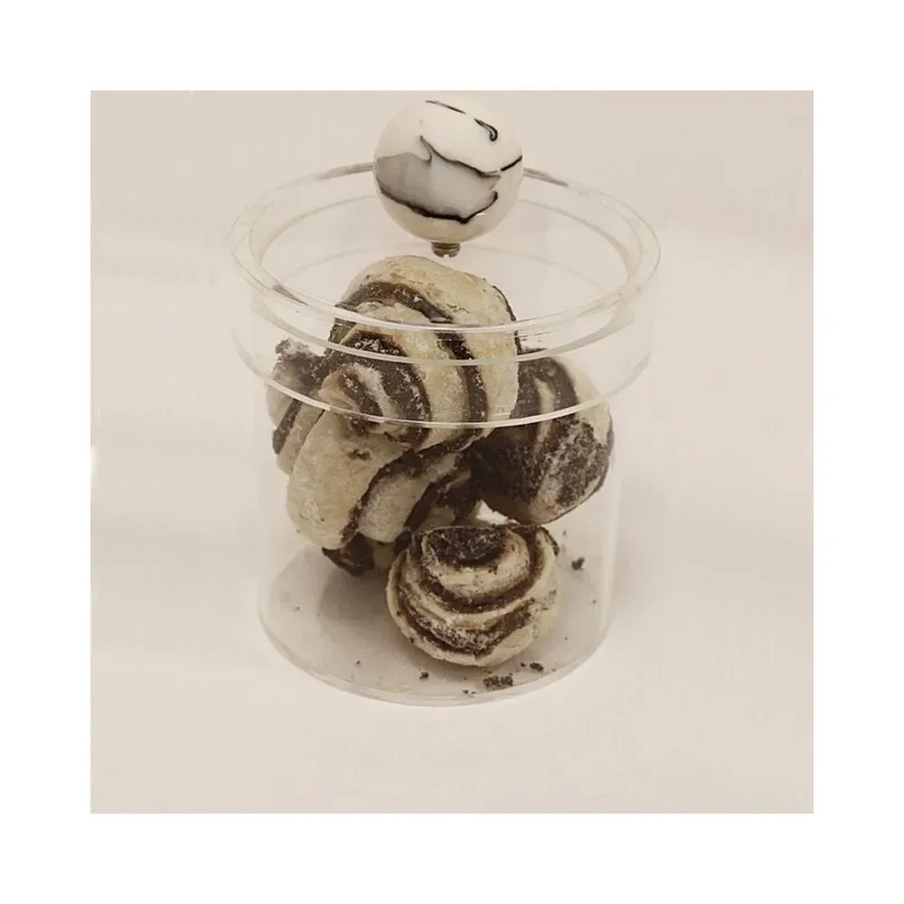 Vivience Small Acrylic Canister With Ball Knob, Beige